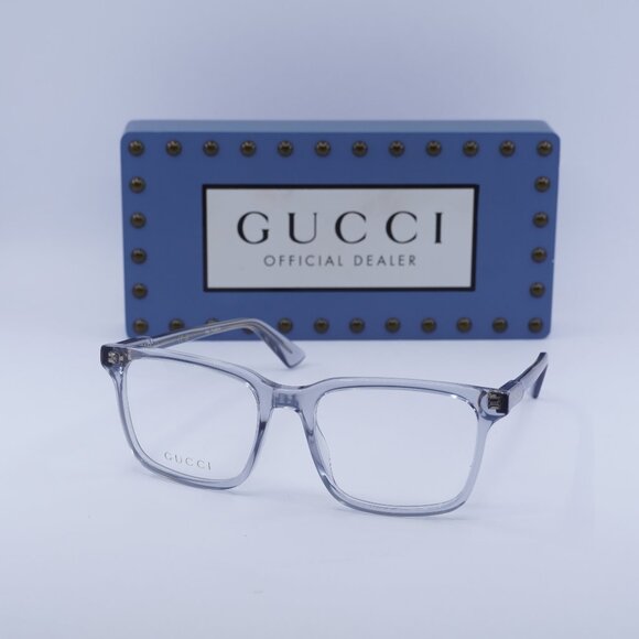 Gucci GG1120O 005 Square 55mm Eyeglasses - Transparent Blue - Picture 1 of 12